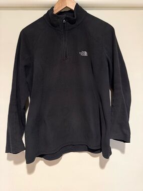 North Face Black Fleece Quarter Zip Pullover Lightweight Jacket, size lg